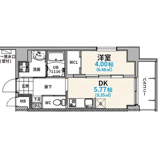 THE LOUNGE LINEAR GATE(1DK/2階)の間取り写真