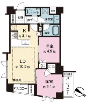 ザ・ライオンズ池袋(2LDK/4階)の間取り写真