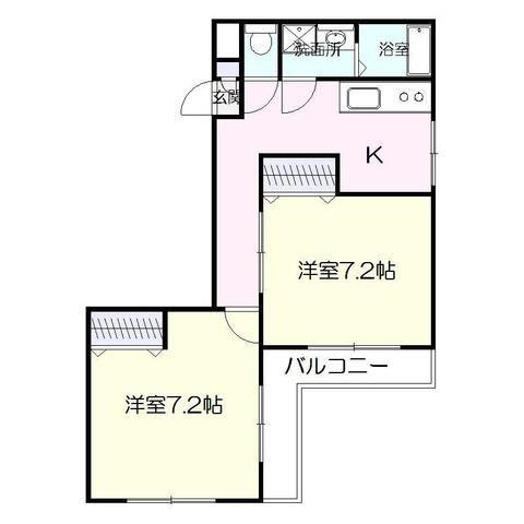 騎射場パークマンションM(2K/4階)の間取り写真