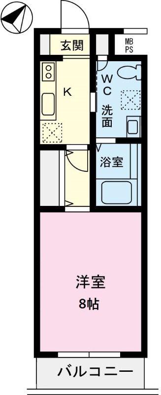 TFレジデンス鵜の木(1K/2階)の間取り写真