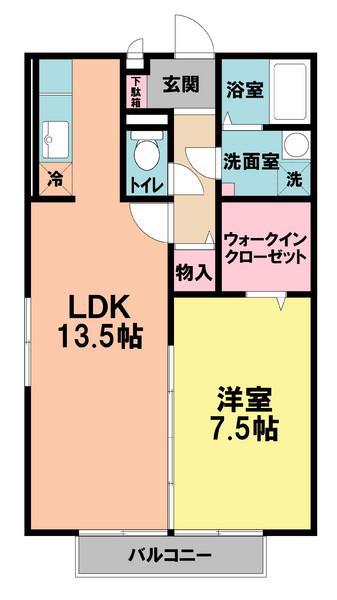 グリーンコート貝塚3号館(1LDK/2階)の間取り写真