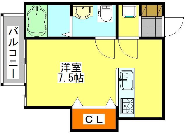 ブランノワール船橋(ワンルーム/2階)の間取り写真