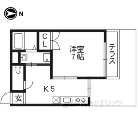 ウエストハイツ(1DK/1階)の間取り写真