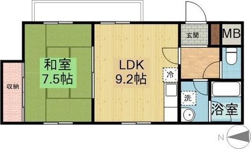 長井マンション(1LDK/6階)の間取り写真