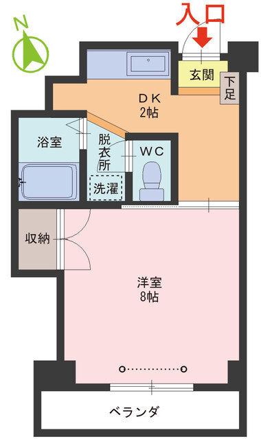 アイロイヤル21(1DK/2階)の間取り写真
