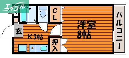 サンツボイIII(1K/2階)の間取り写真