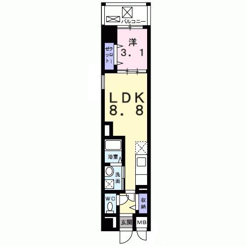 エテルノ阪急伊丹(1LDK/5階)の間取り写真
