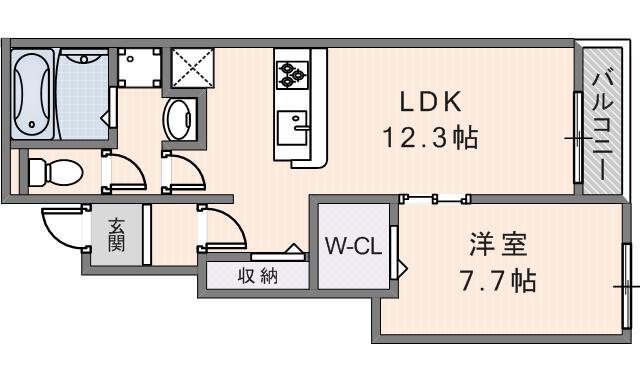 レジデンシア(1LDK/1階)の間取り写真