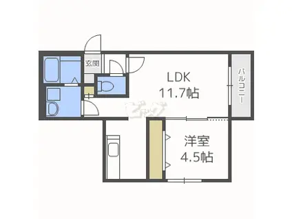 プランドール710(1LDK/3階)の間取り写真