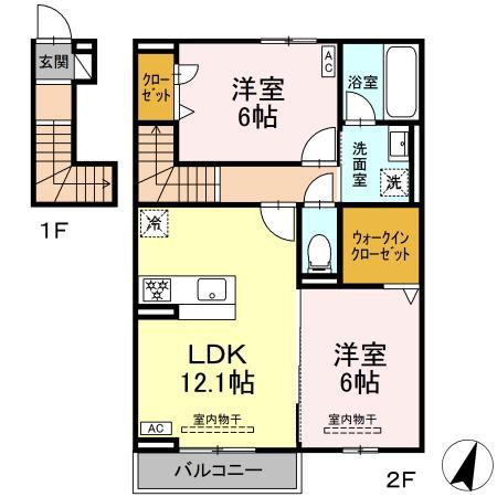 ホープ21 II(2LDK/2階)の間取り写真