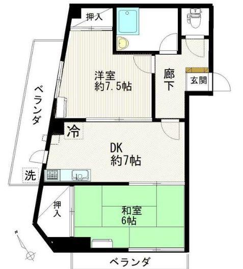 東池袋2丁目マンション(2DK/4階)の間取り写真