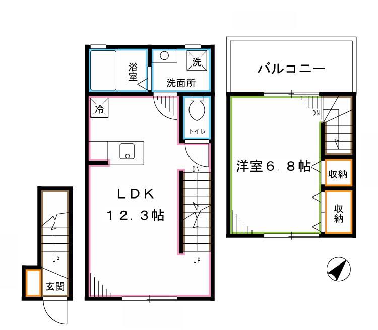 プラチナフォルム東中野(1LDK/2階)の間取り写真