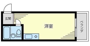 フローラ岸谷(ワンルーム/1階)の間取り写真