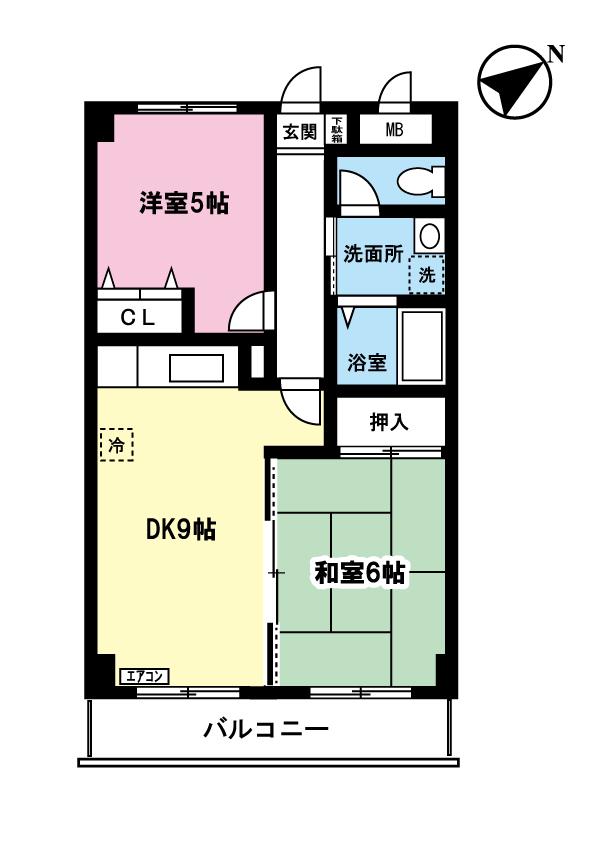 レジョン77(2DK/3階)の間取り写真