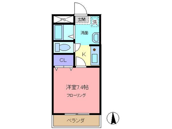 オークスプラザ牛島(1K/2階)の間取り写真