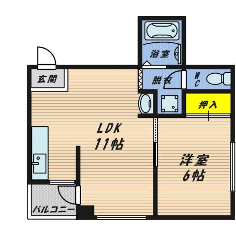 サウスアベニュー(1LDK/4階)の間取り写真