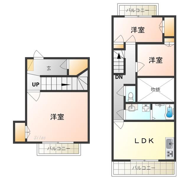 プレアール初芝(3LDK/1階)の間取り写真