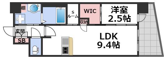 セレニテ難波リアン(1LDK/12階)の間取り写真