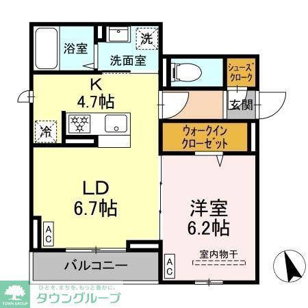 前原東2丁目PJ(1LDK/2階)の間取り写真