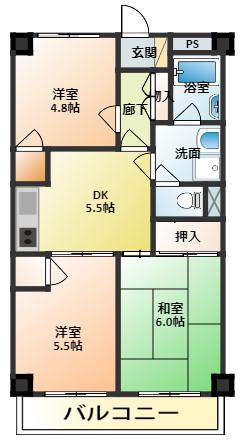 ロアール成増(3DK/2階)の間取り写真