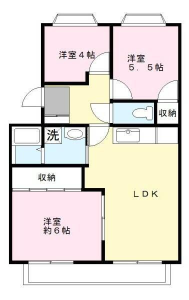 シャトレー鵠沼(3LDK/2階)の間取り写真