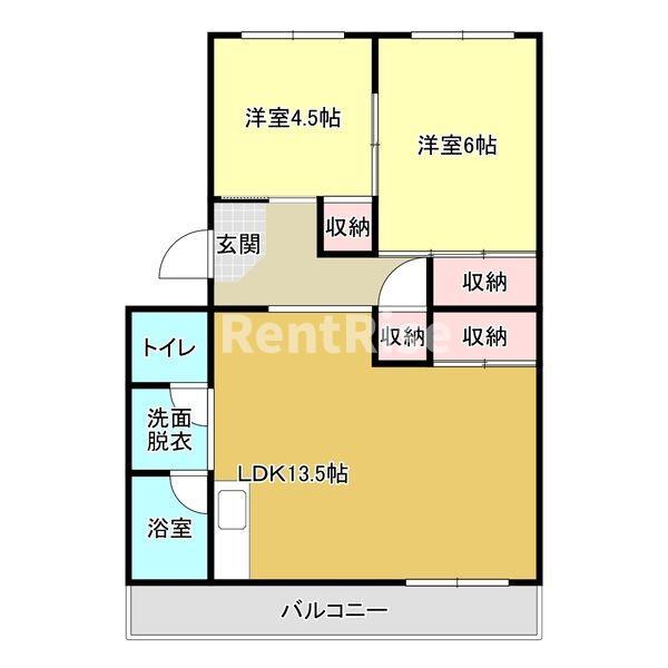 マンションニュー木曽川(2LDK/2階)の間取り写真