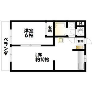 新泉ビル(1LDK/6階)の間取り写真