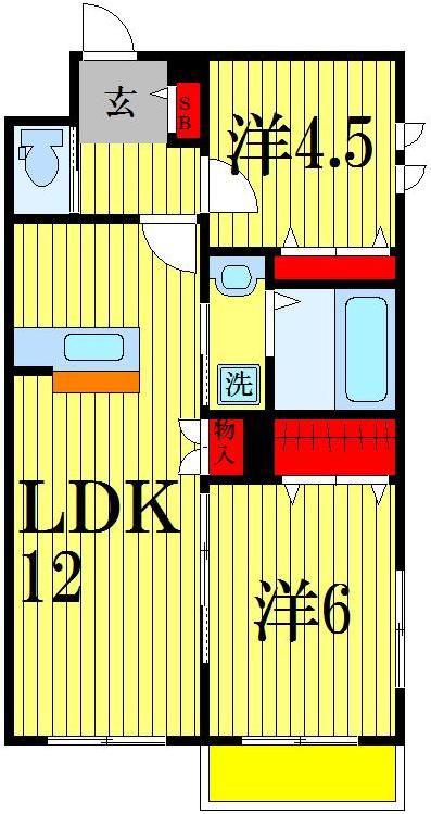 ヘーベルメゾン大久保(2LDK/2階)の間取り写真