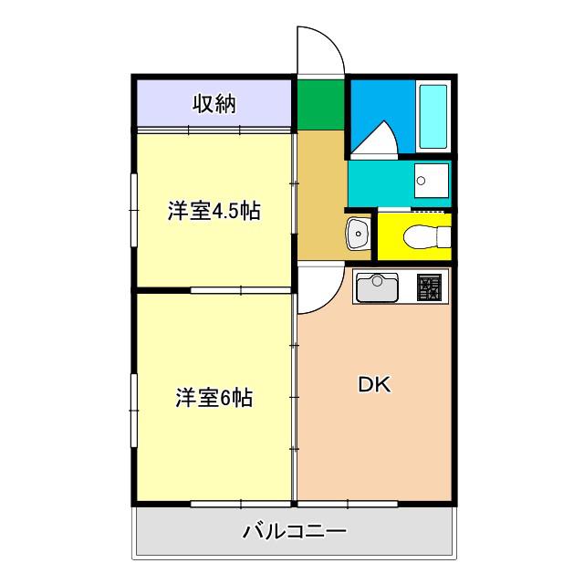 ルミネ中沢(2DK/2階)の間取り写真