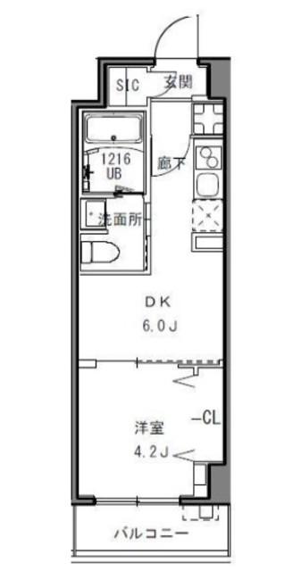 S-RESIDENCE目黒大岡山(1DK/2階)の間取り写真