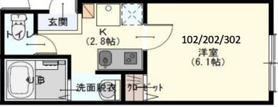 LAVIE AKITSU(1K/3階)の間取り写真