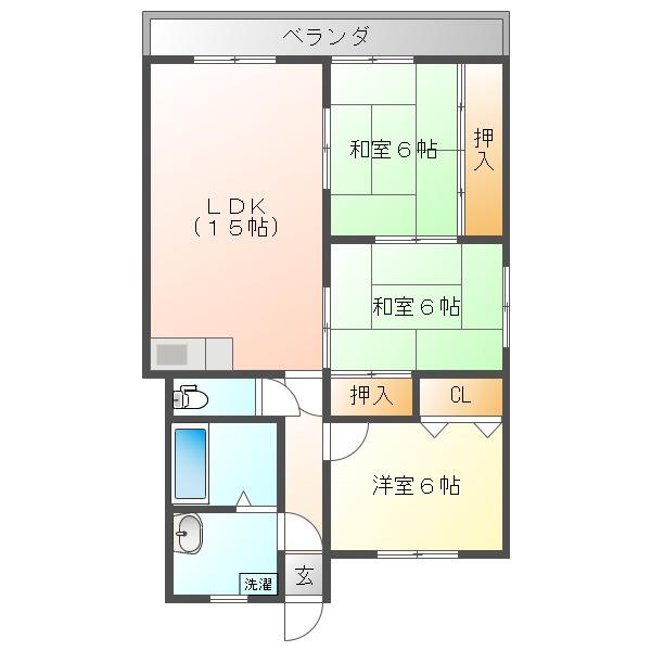 リヴァージュ大野(3LDK/2階)の間取り写真