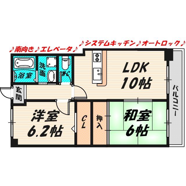ライフ野江(2LDK/8階)の間取り写真