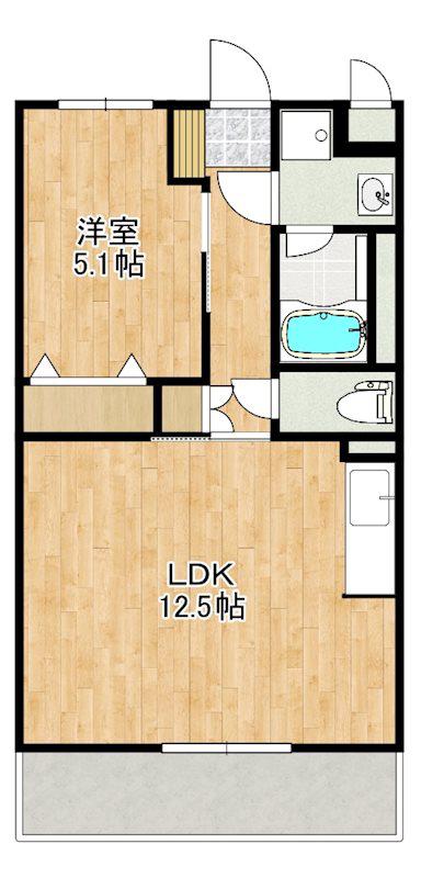 クレスト見次(1LDK/3階)の間取り写真