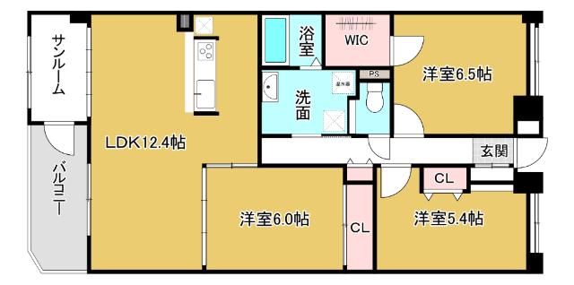 シェモア堀川(3LDK/2階)の間取り写真