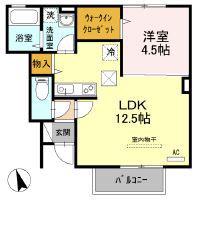 アビテ吉原(1LDK/1階)の間取り写真