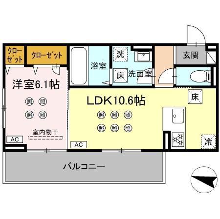 グレースメゾンコンフォートメゾン グレースメゾン(1LDK/1階)の間取り写真