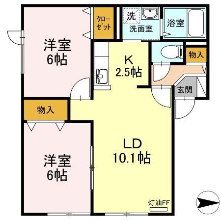 セジュール元町(2LDK/2階)の間取り写真