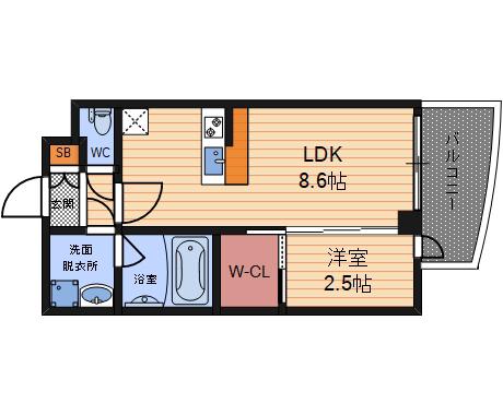 セレニテ中崎町リアン(1LDK/10階)の間取り写真