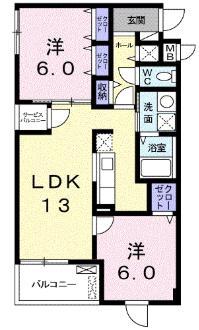 アーク プレイス神戸(2LDK/4階)の間取り写真