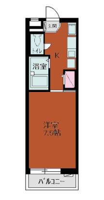 プレサージュ草加(1K/2階)の間取り写真