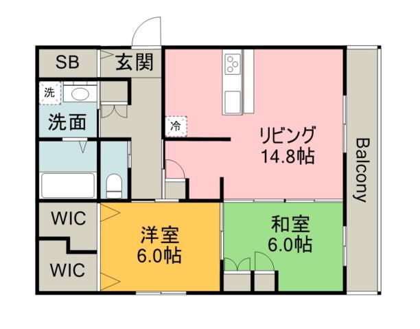 BORIKIしののめ空(2LDK/2階)の間取り写真