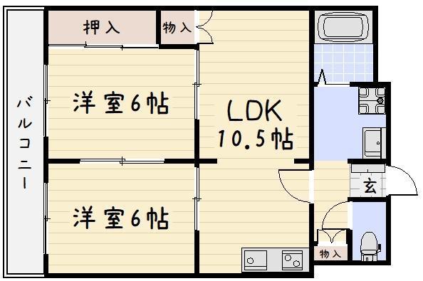 黄金ハイツ(2LDK/4階)の間取り写真
