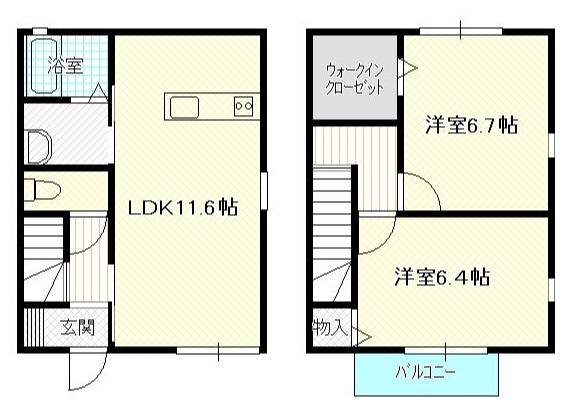 フィカーサ佐土原B(2LDK/1階)の間取り写真