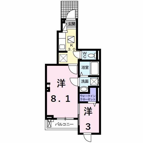 コンフォート(2K/1階)の間取り写真