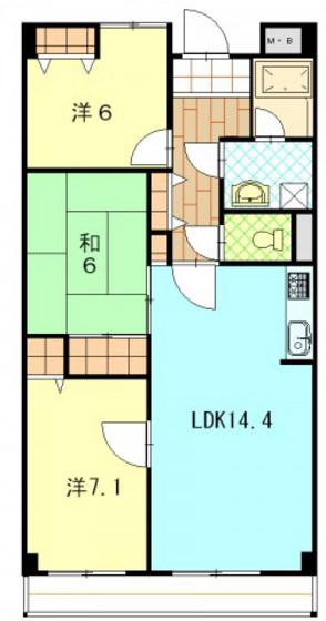 ラフィーネ住吉(3LDK/2階)の間取り写真