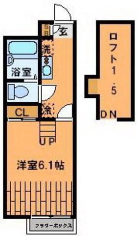 レオパレスボヌールメゾンD(1K/2階)の間取り写真
