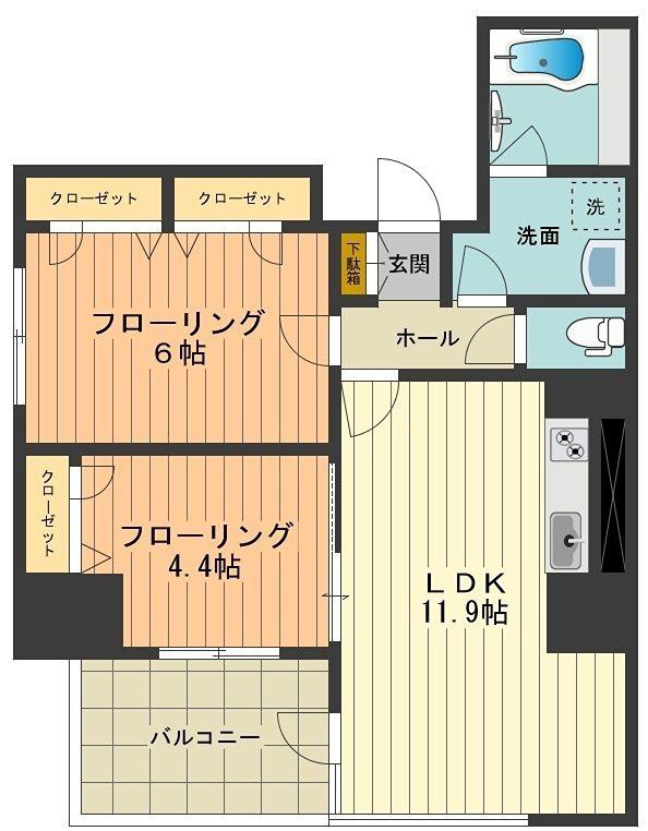 シャーメゾンステージ日野(2LDK/3階)の間取り写真