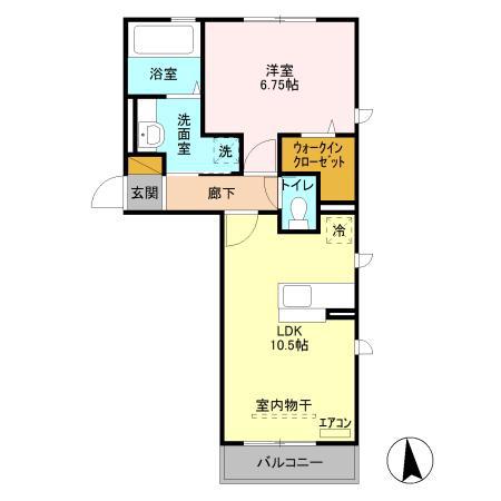 D-ROOM B(1LDK/2階)の間取り写真