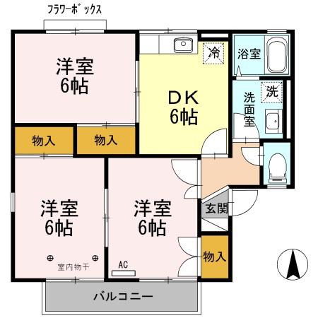メゾンアレイB(3DK/2階)の間取り写真